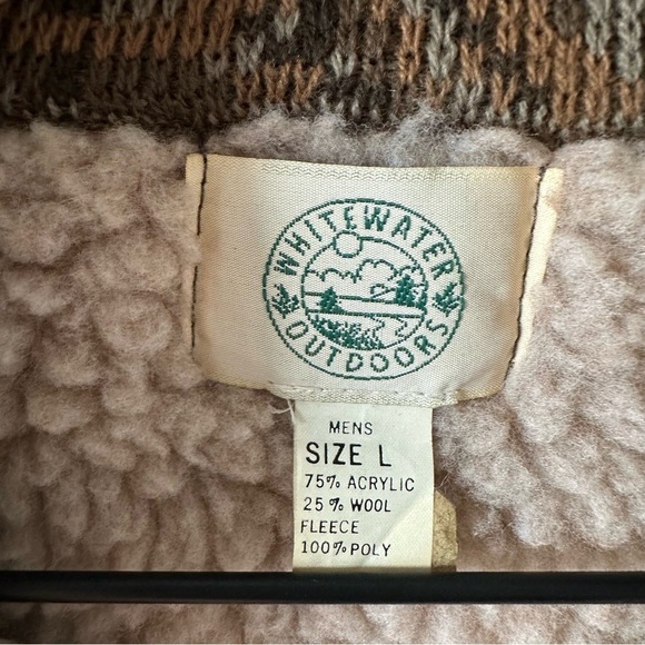 Whitewater Vintage Real Tree Camouflage Wool Sherpa Zip Up Sweater Sz L Hunting - Picture 6 of 15